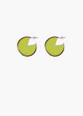 12410011-Faux leather hoop earrings-Lime