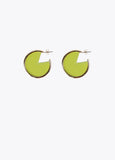 12410011-Faux leather hoop earrings-Lime