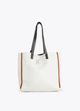 12428018-Rectangular tote bag with contrast piping-Raw