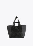 12428034-Neoprene and animal print tote bag-Black