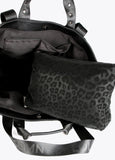 12428034-Neoprene and animal print tote bag-Black
