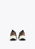 12430003-Animal print mesh sneakers-Brown