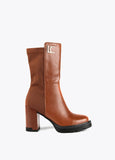 12434009-Mid-led ankle boots in two fabrics-Brown