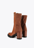 12434009-Mid-led ankle boots in two fabrics-Brown
