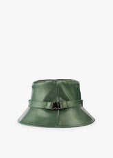 12443015-Patent leather bucket hat with lobster clasp-Kaki