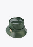 12443015-Patent leather bucket hat with lobster clasp-Kaki