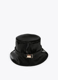 12443015-Patent leather bucket hat with lobster clasp-Black