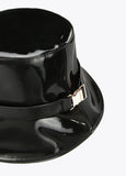 12443015-Patent leather bucket hat with lobster clasp-Black
