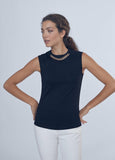 12460021-Top with chain straps-Black
