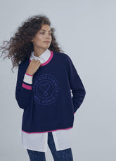 12461016-Sweater with cuff details-Navy