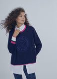 12461016-Sweater with cuff details-Navy