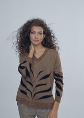 12461020-Sweater with animal print detail-Brown