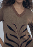 12461020-Sweater with animal print detail-Brown