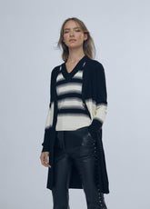 12461023-Contrast knit cardigan-Multi