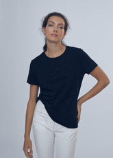 12462007-LC rhinestone T-shirt-Black