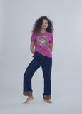12462009-Print T-shirt with side slits-Lilac