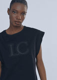 12462021-Short sleeve T-shirt with Lola glitter detail-Black