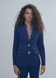 12463006-Blazer with rhinestone sleeve detail-Blue