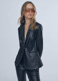 12463008-Faux leather blazer with stud details-Black