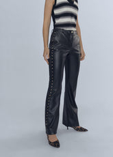 12467022-Faux leather trousers with stud details-Black
