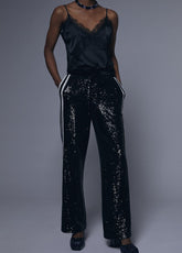 12467023-Straight sequin trousers-Black