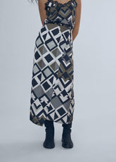 12468011-Asymmetric printed skirt-Kaki