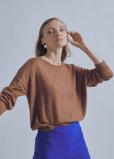 32461007-Multicoloured rhinestone detail sweater-Beige