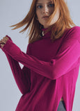 32461008-Long sweater with a high collar and slit detail-Mauve