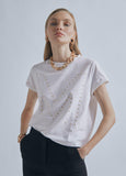 32462005-T-shirt with M rhinestone detail-White