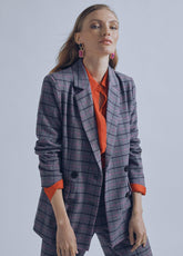 32463002-Check blazer-Grey