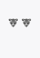 LS2403005-Silver-Leopard face earrings