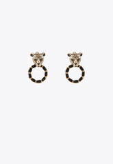 LS2403006-Gold-Leopard face and hoop earrings