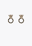 LS2403006-Gold-Leopard face and hoop earrings