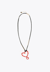 LS2403047-Red-Long infinity heart necklace
