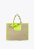 LS2404001-Brown-Green-Tote bag with neon trims