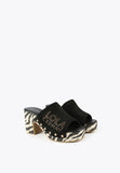 LS2405014-Black-Clogs with animal print soles