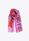 LS2407007-Pink-Red-Monogram and floral print scarf
