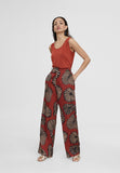 LS2414031-Red-Black-Straight printed trousers