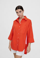LS2415001-Red-Basic cotton shirt