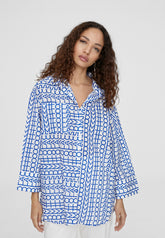LS2415003-Electric-Blue-Oversized logo print shirt