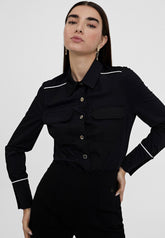 LS2415013-Black-Stretch shirt with contrast piping