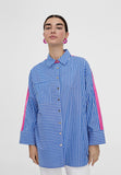LS2415016-Blue-White-Oversize striped shirt