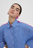 LS2415016-Blue-White-Oversize striped shirt