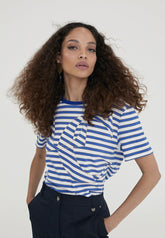 LS2415034-Blue-White-Striped T-shirt with LC positioning