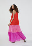 LS2416007-Pink-Long three-tone dress