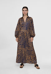 LS2416014-Brown-Blue-Zebra print dress