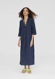 LS2416023-Navy-Half sleeve midi caftan