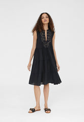 LS2416032-Black-Short embroidered caftan