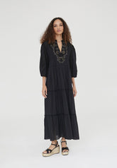 LS2416035-Black-Long embroidered caftan