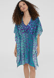 LS2416038-Turquoise-Short animal print caftan